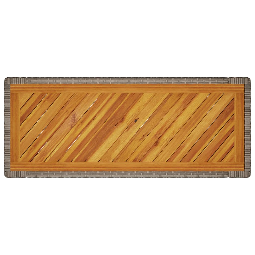 Tuinbijzettafel Met Houten Blad 100X40X75 Cm Poly Rattan Grijs