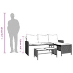 Tuinbank Met Tafel En Kussens L-Vormig Poly Rattan Bruin