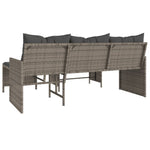Tuinbank Met Tafel En Kussens L-Vormig Poly Rattan Grijs