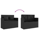 Tuinbank Met Kussens Poly Rattan Zwart
