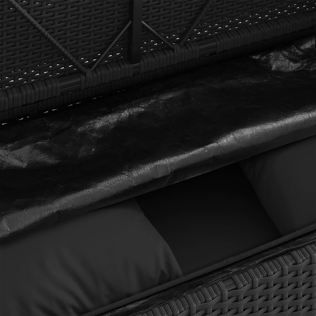Tuinbank Met Kussens Poly Rattan Zwart