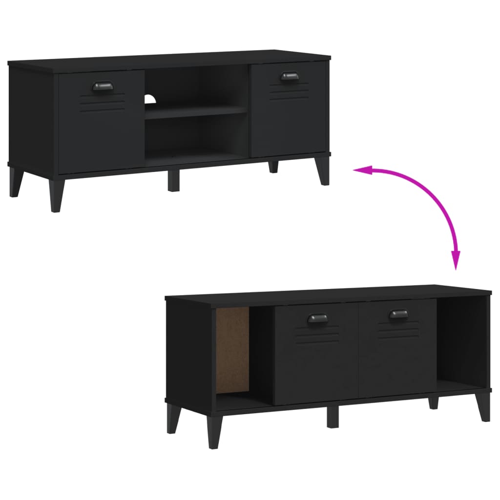 Schoenenbank Viken 106X35X45 Cm Massief Grenenhout Zwart
