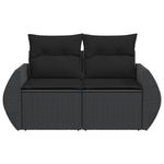Tuinbank 2-Zits Met Kussens Poly Rattan Zwart