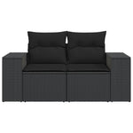 Tuinbank 2-Zits Met Kussens Poly Rattan Zwart