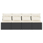 Tuinbank 4-Zits Met Kussens Poly Rattan Zwart
