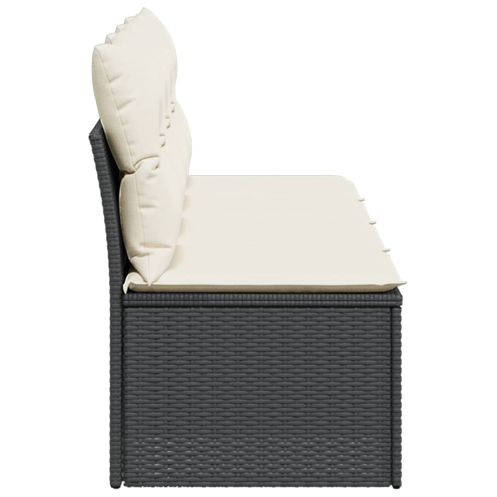 Tuinbank 4-Zits Met Kussens Poly Rattan Zwart