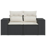 Tuinbank 2-Zits Met Kussens Poly Rattan Zwart