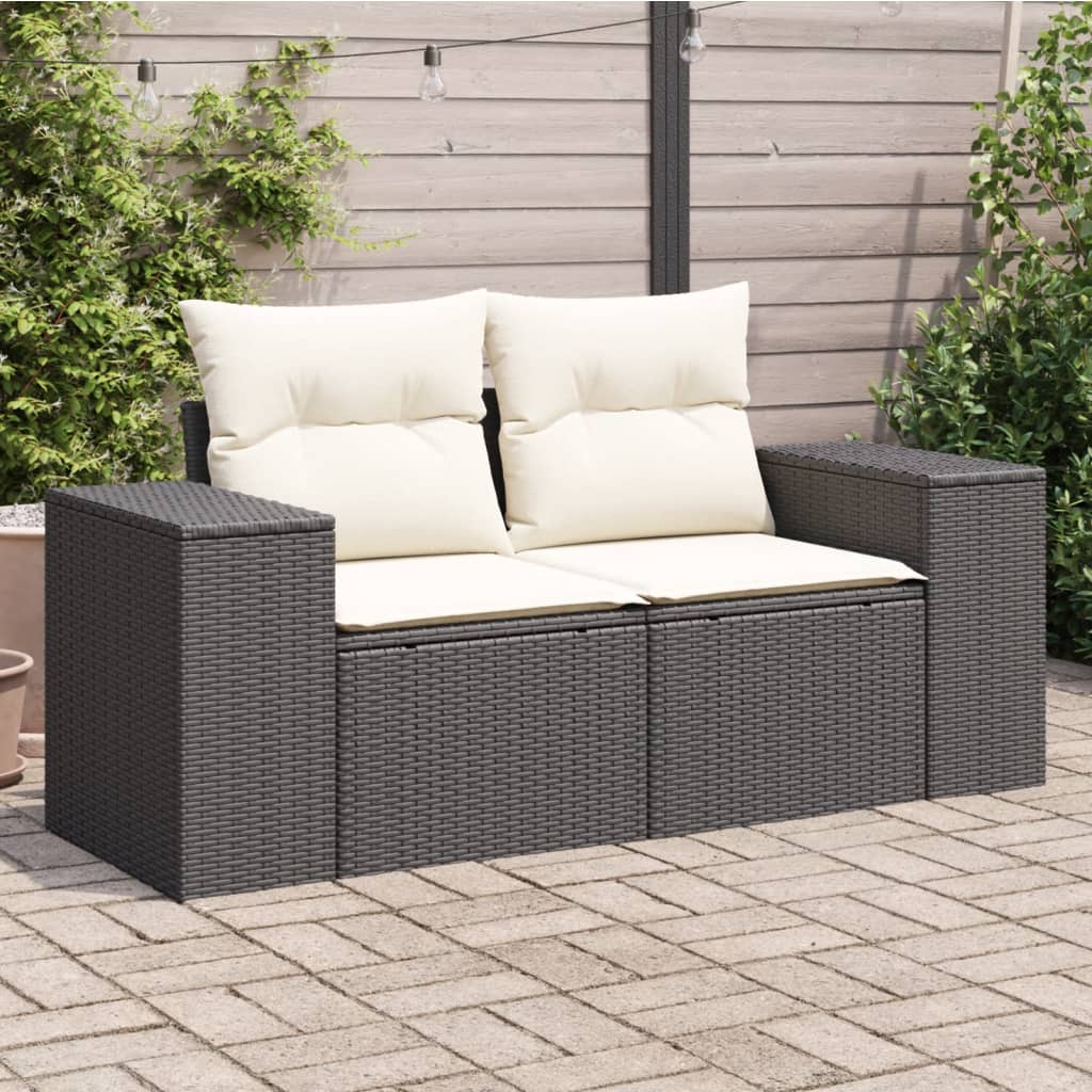 6-Delige Loungeset Met Kussens Poly Rattan Zwart Bruin Eikenkleur