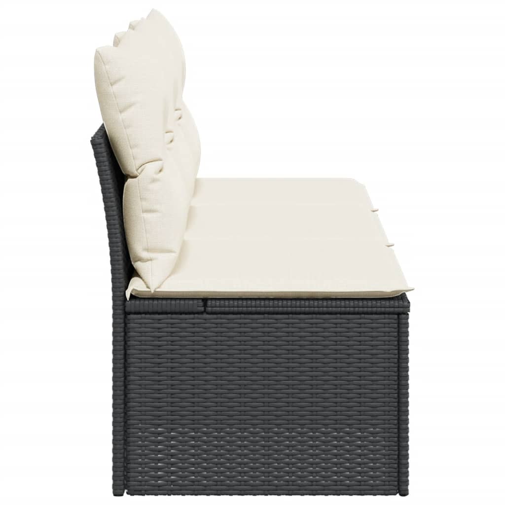 Tuinbank 3-Zits Met Kussens Poly Rattan Zwart