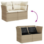 Tuinbank 2-Zits Met Kussens Poly Rattan Beige