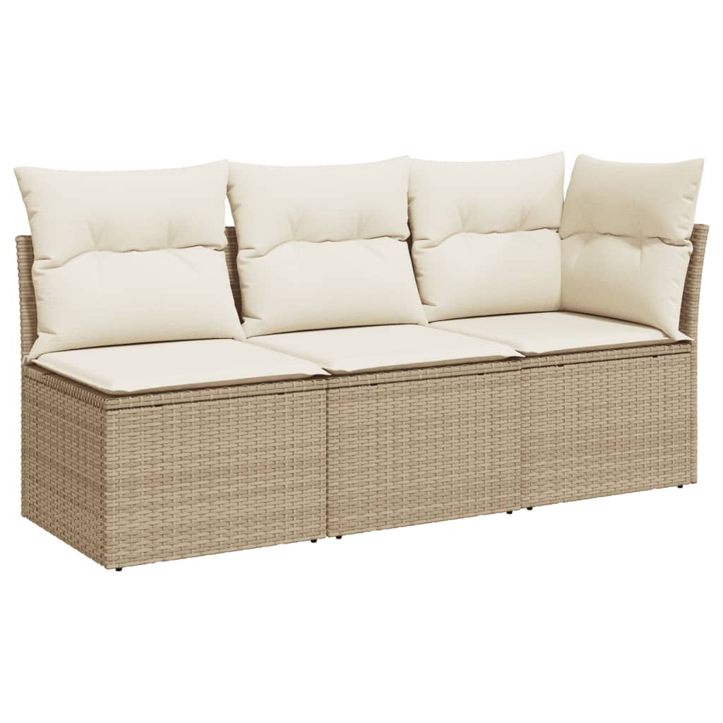 Tuinbank 3-Zits Met Kussens Poly Rattan Beige