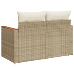Tuinbank 2-Zits Met Kussens Poly Rattan Beige