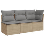 Tuinbank 3-Zits Met Kussens Poly Rattan Beige