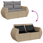Tuinbank 2-Zits Met Kussens Poly Rattan Beige