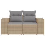 Tuinbank 2-Zits Met Kussens Poly Rattan Beige