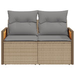 Tuinbank 2-Zits Met Kussens Poly Rattan Beige