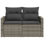 Tuinbank 2-Zits Met Kussens Poly Rattan Grijs
