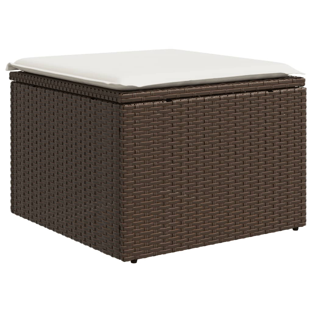 Tuinkruk Met Kussen 55X55X37 Cm Poly Rattan Bruin