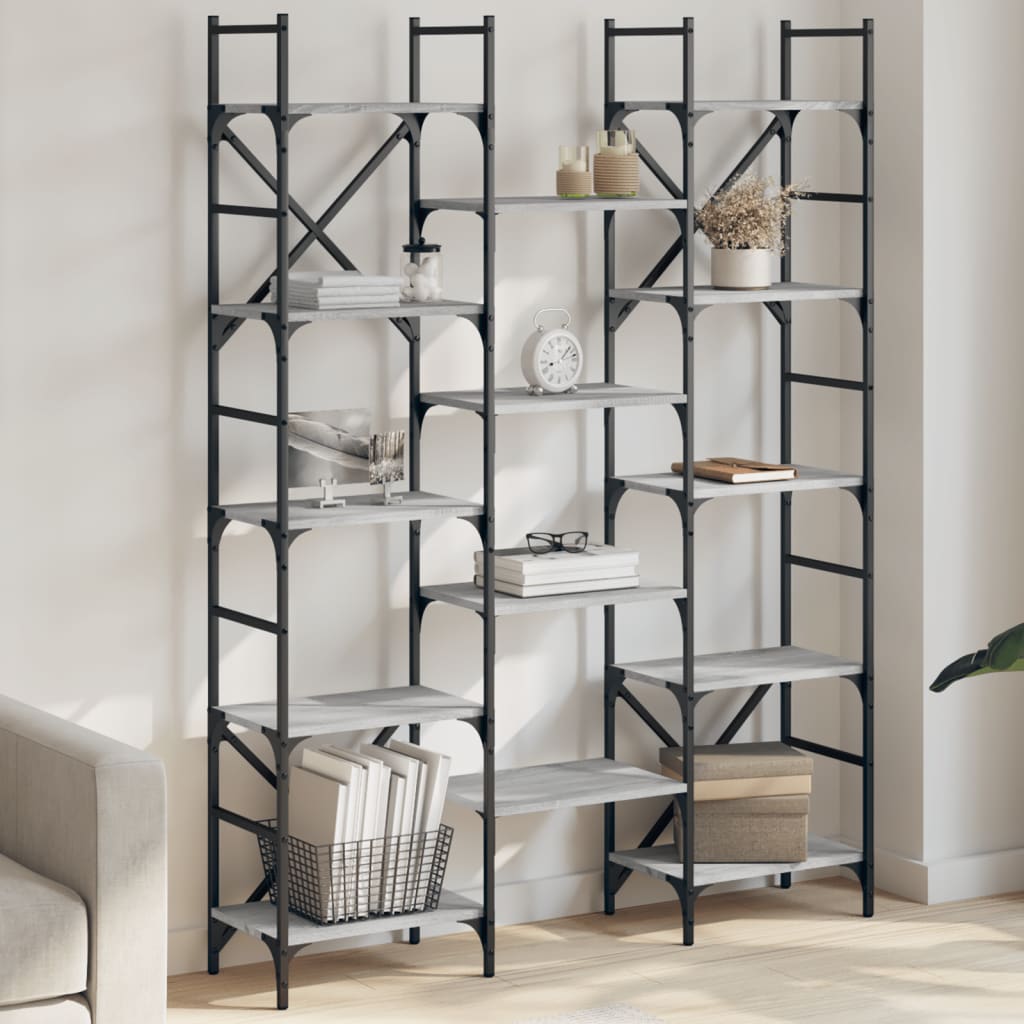 Boekenkast 127,5X28,5X172,5 Cm Bewerkt Hout Eiken