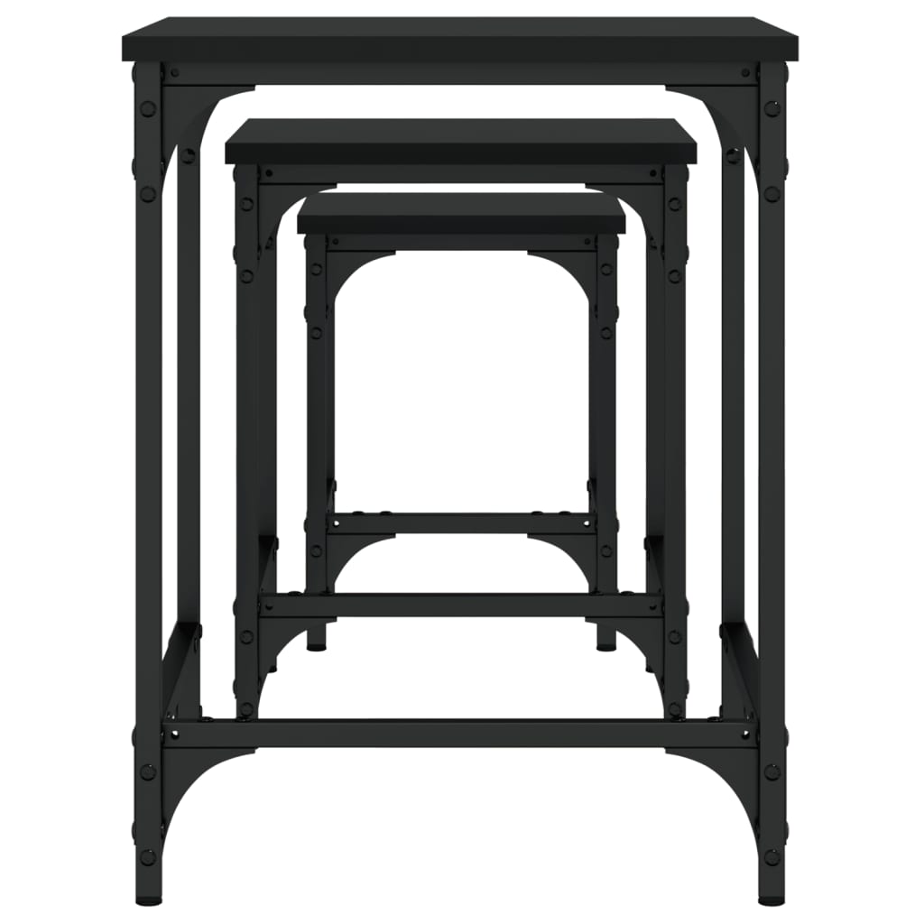 3-Delige Tafeltjesset Bewerkt Hout