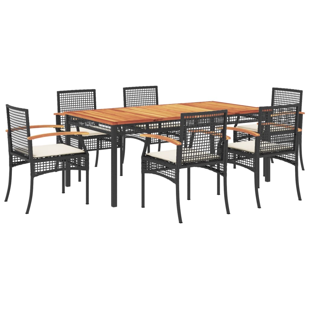 7-Delige Tuinset Met Kussens Poly Rattan Zwart