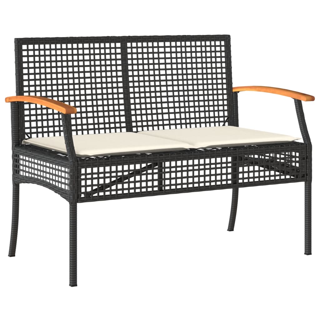 4-Delige Tuinset Met Kussens Poly Rattan Zwart