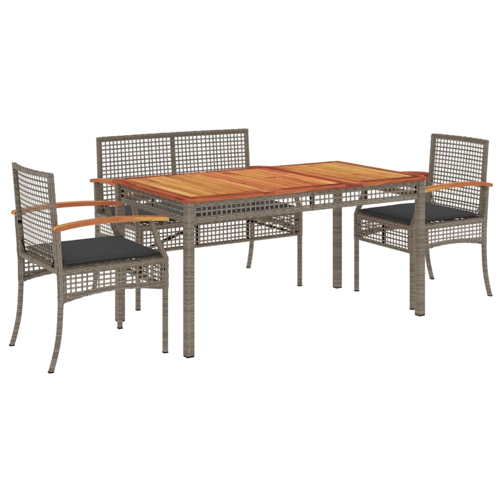 4-Delige Tuinset Met Kussens Poly Rattan Grijs