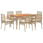 7-Delige Tuinset Met Kussens Poly Rattan Beige
