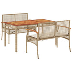 3-Delige Tuinset Met Kussens Poly Rattan Beige