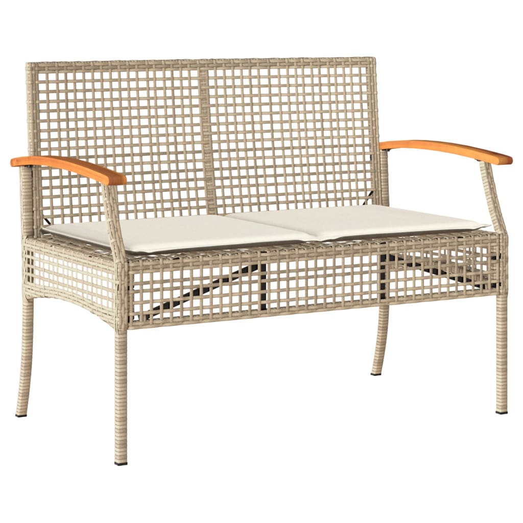 3-Delige Tuinset Met Kussens Poly Rattan Beige