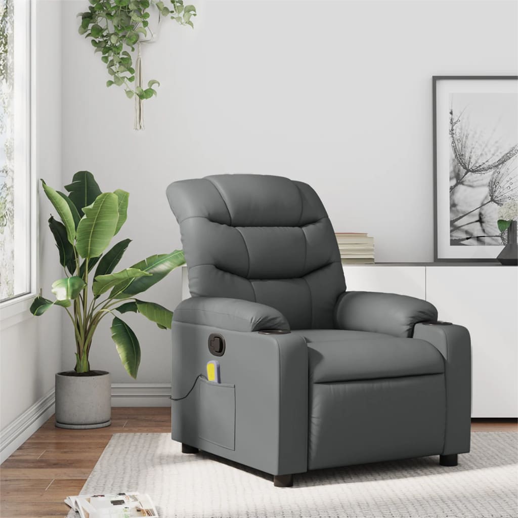 Massagestoel Verstelbaar Kunstleer Grijs