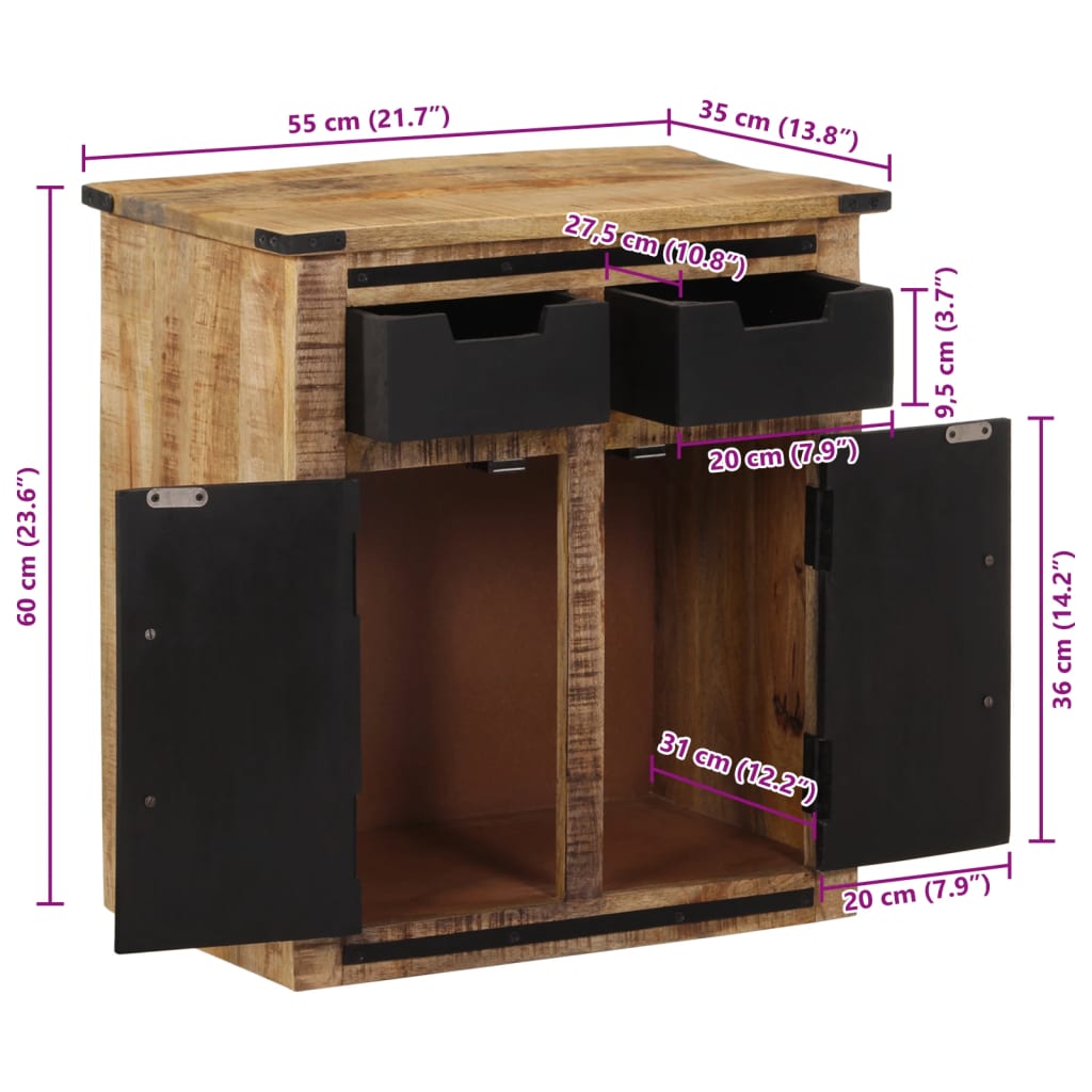 Dressoir Met 55X35X60 Cm Massief Mangohout