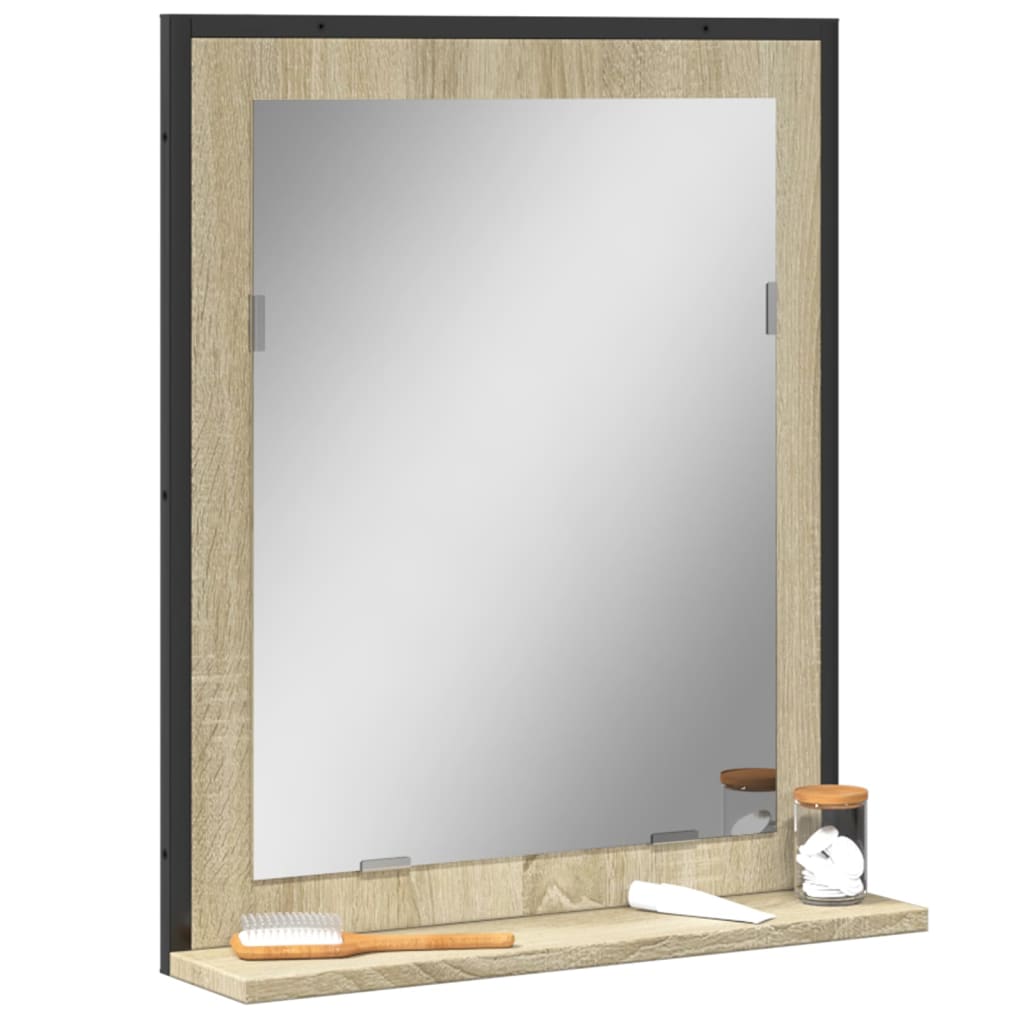 Badkamerspiegel Met Schap 50X12X60 Cm Hout