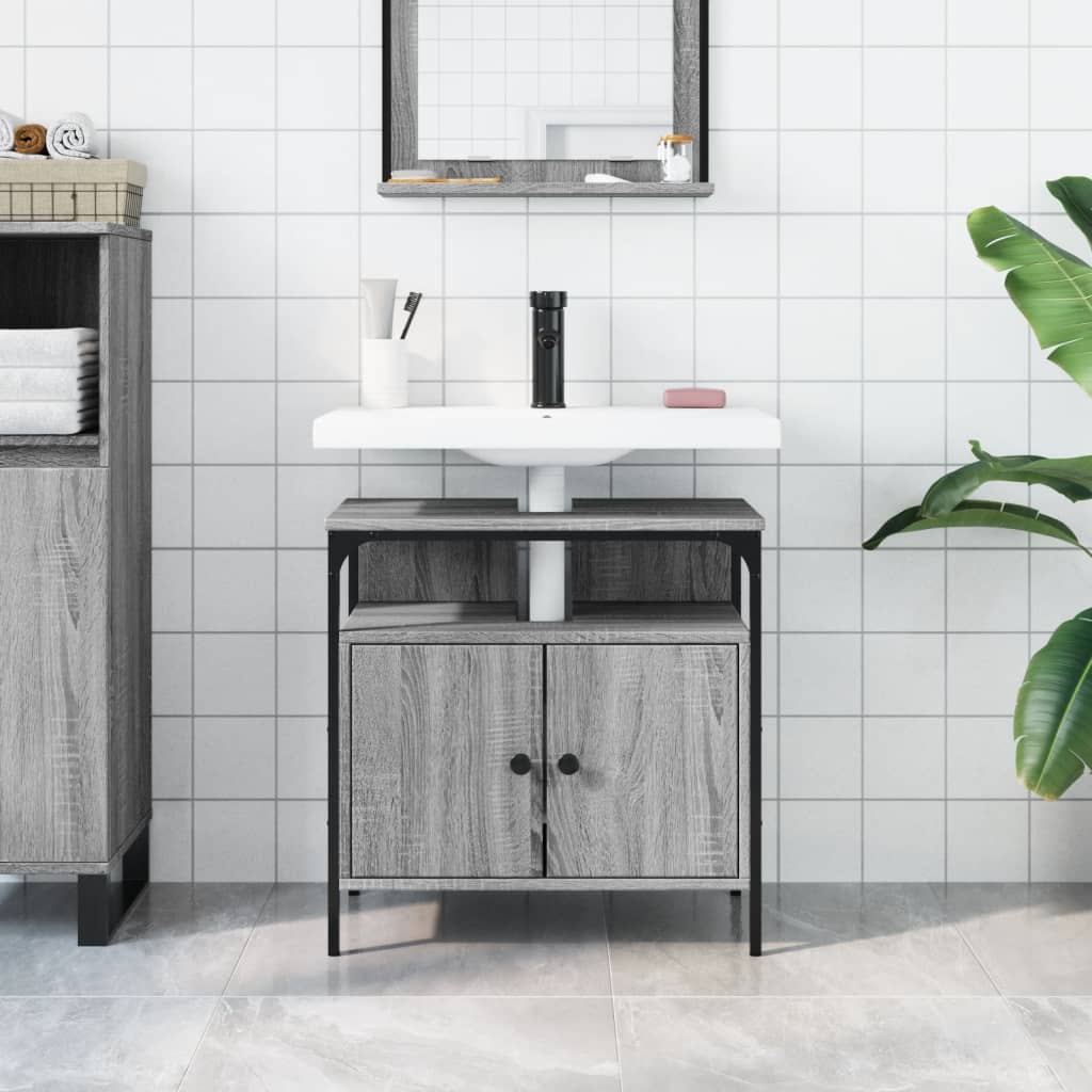 Wastafelkast Bewerkt Hout Eikenkleurig