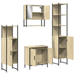 4-Delige Badkamermeubelset Bewerkt Hout Kleurig