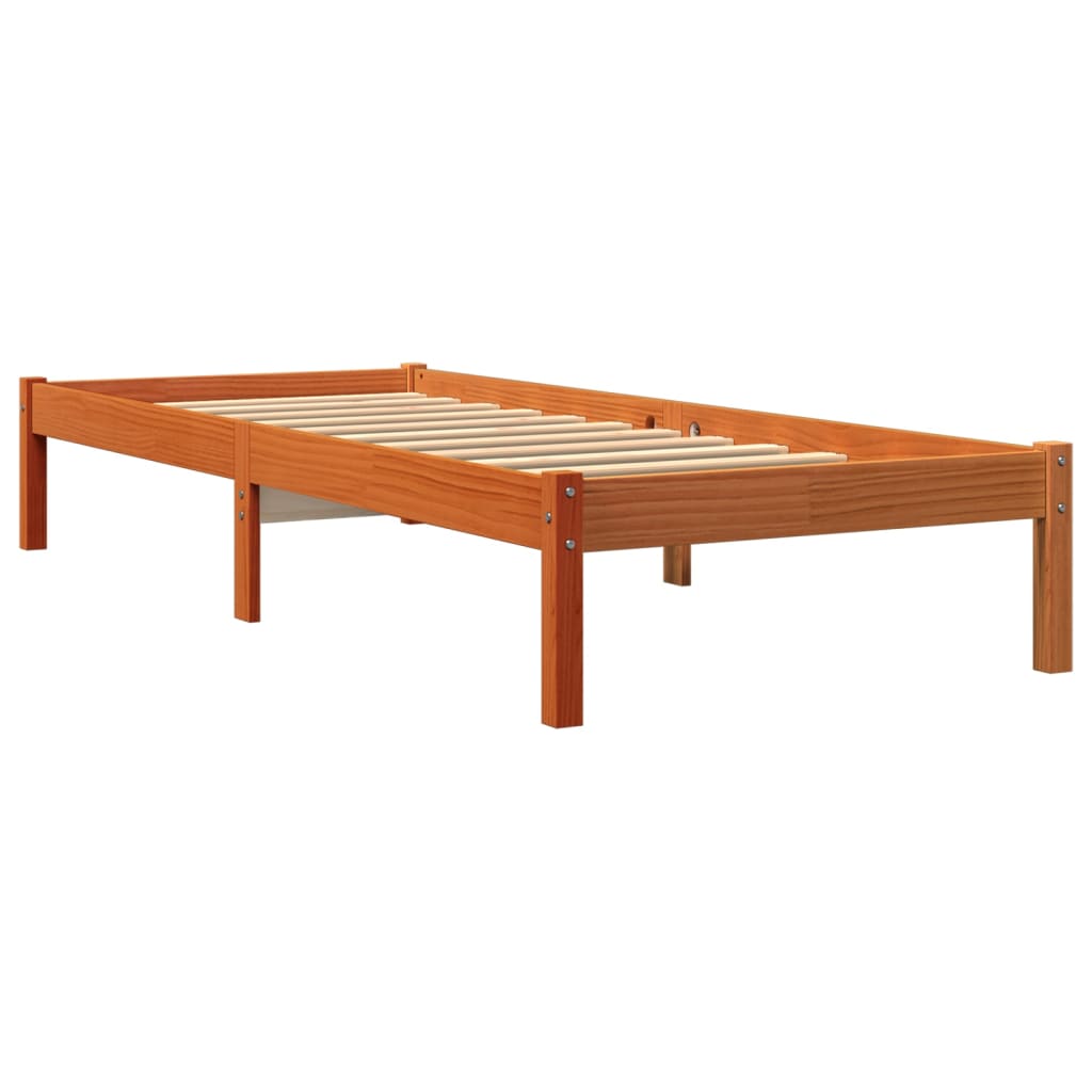 Bedframe Zonder Matras Massief Grenenhout Wasbruin