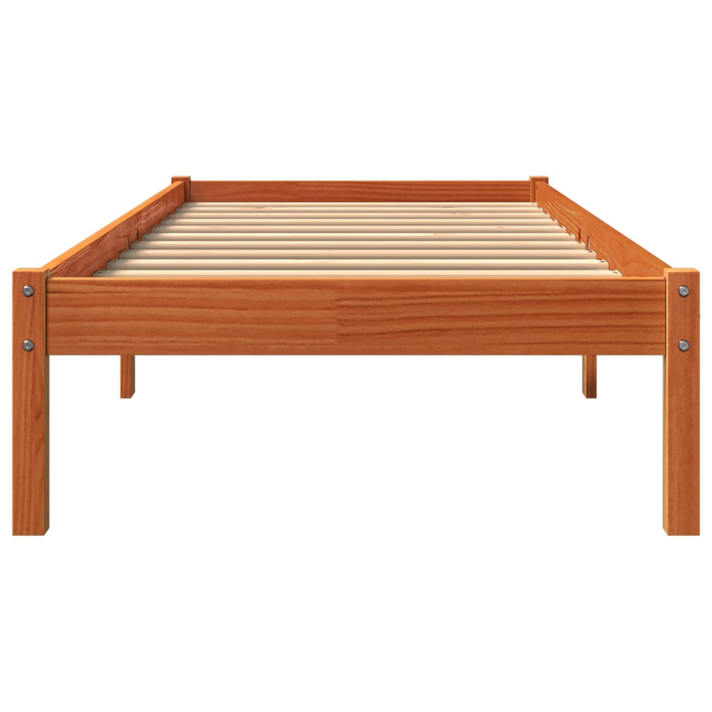 Bedframe Zonder Matras Massief Grenenhout Wasbruin