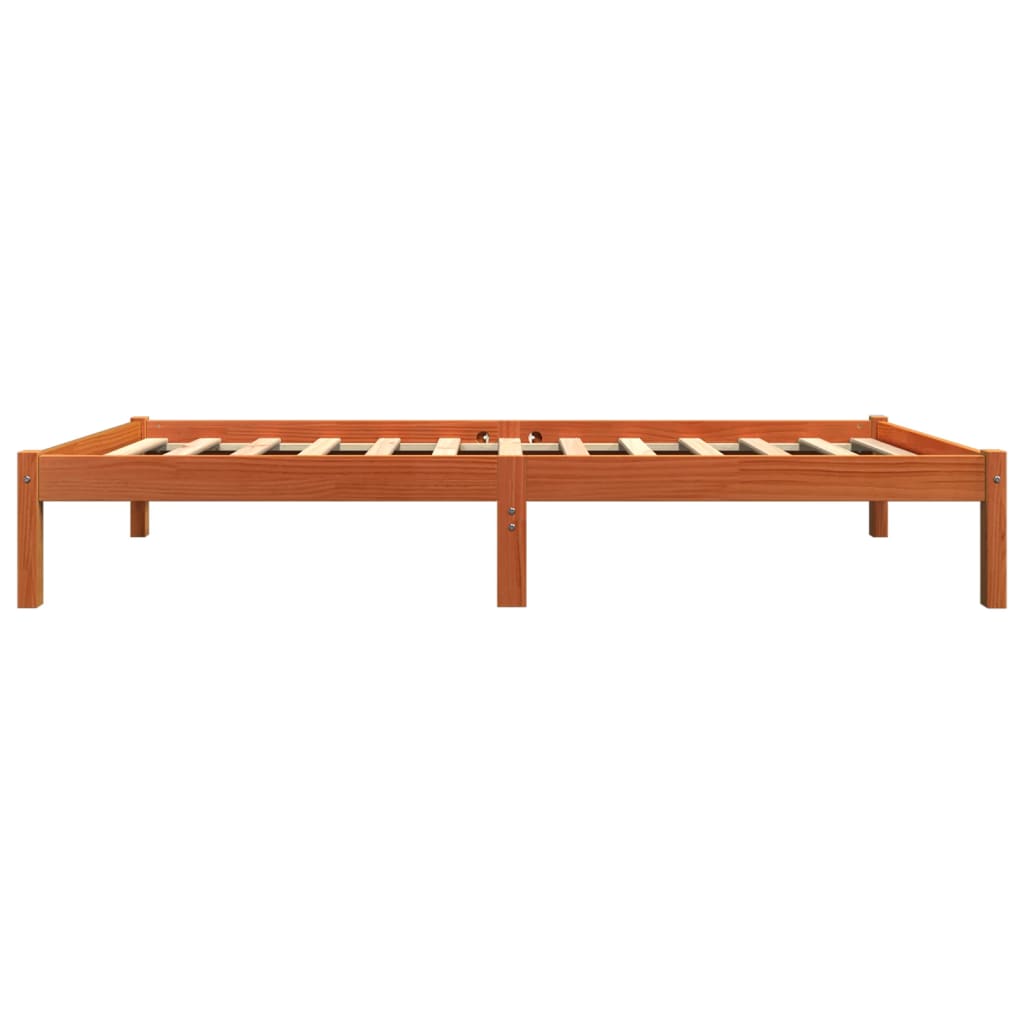 Bedframe Zonder Matras Massief Grenenhout Wasbruin