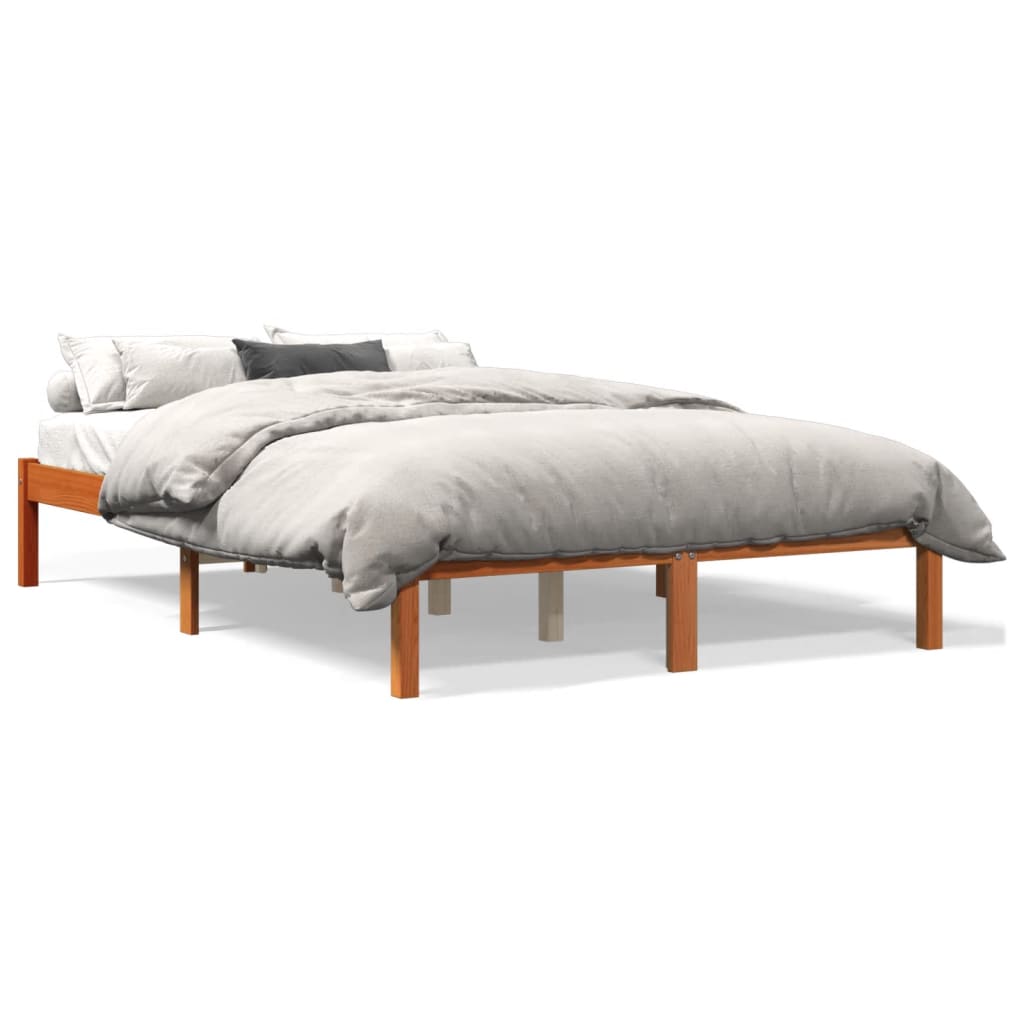 Bedframe Zonder Matras Massief Grenenhout Wasbruin