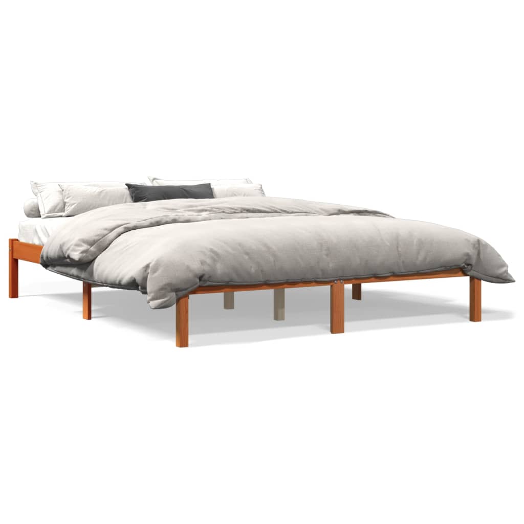 Bedframe Zonder Matras Massief Grenenhout Wasbruin