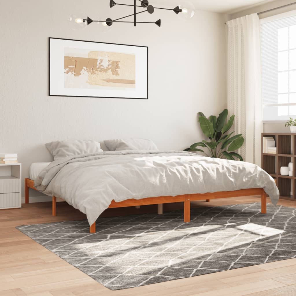 Bedframe Zonder Matras Massief Grenenhout Wasbruin