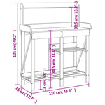 Oppottafel Met Schappen Massief Vurenhout