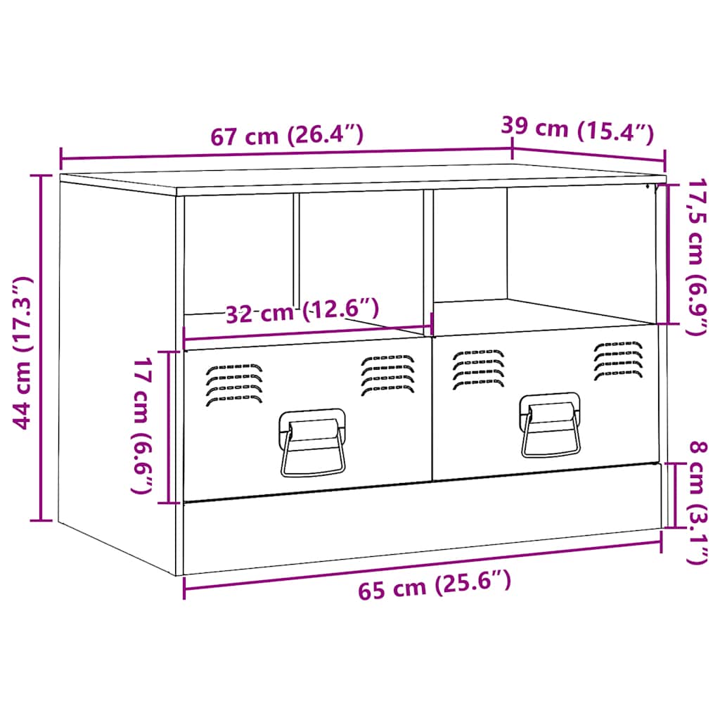 Tv-Meubel 67X39X44 Cm Staal