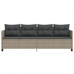 Ligbed Met Kussen Poly Rattan Lichtgrijs