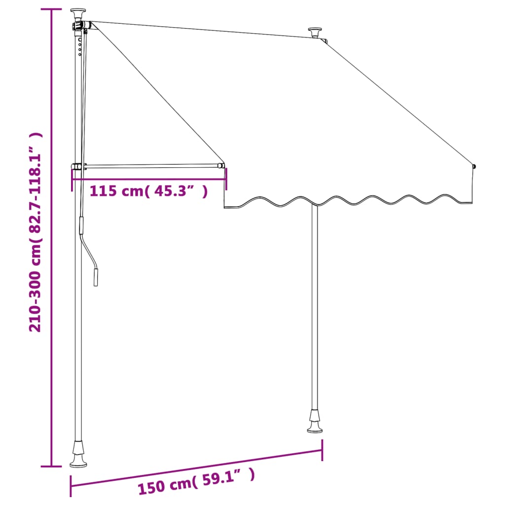 Luifel Uittrekbaar 150X150 Cm Stof En Staal Antracietkleurig