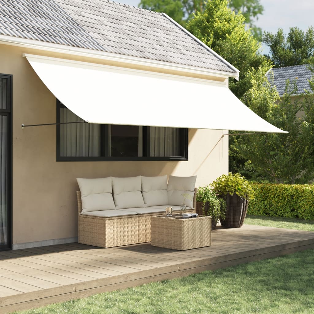 Luifel Uittrekbaar 400X150 Cm Stof En Staal Crèmekleurig