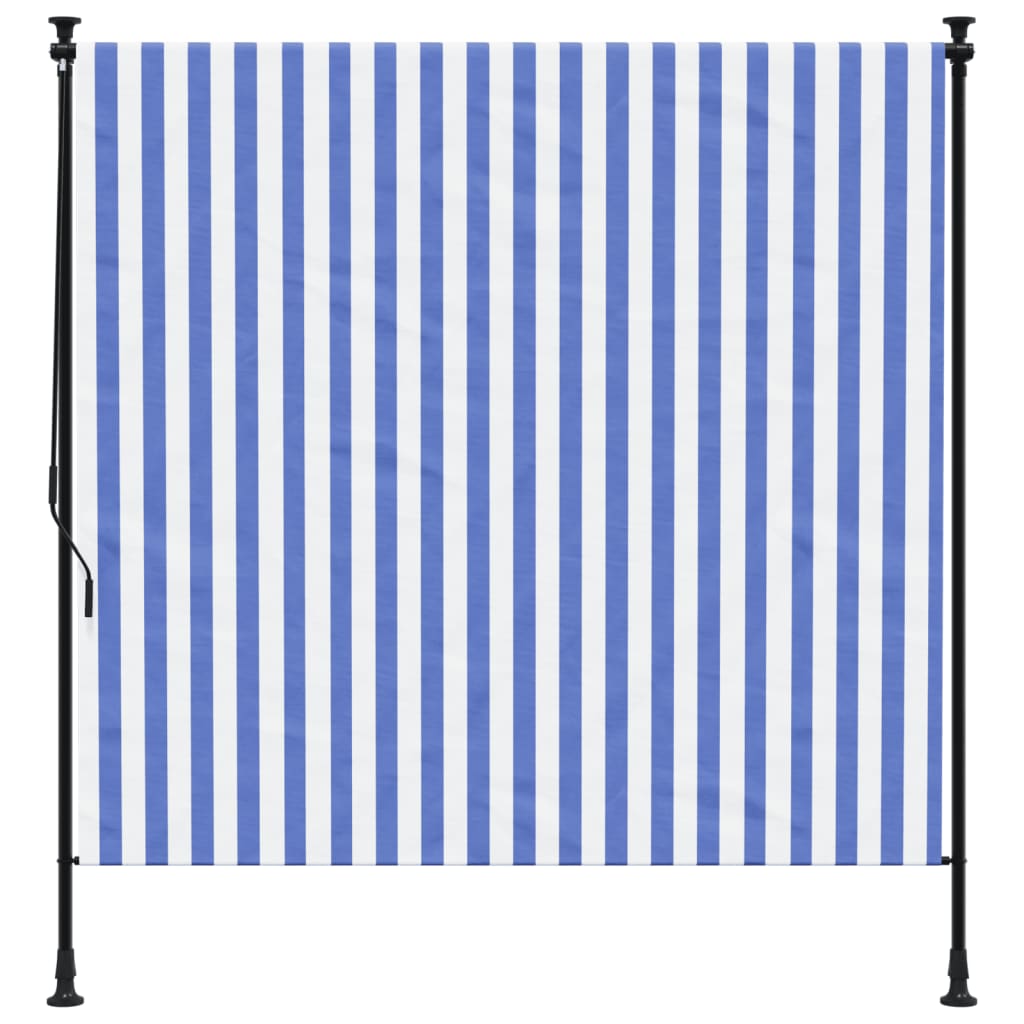 Rolgordijn Voor Buiten 200X270 Cm Stof En Staal Blauw En Wit