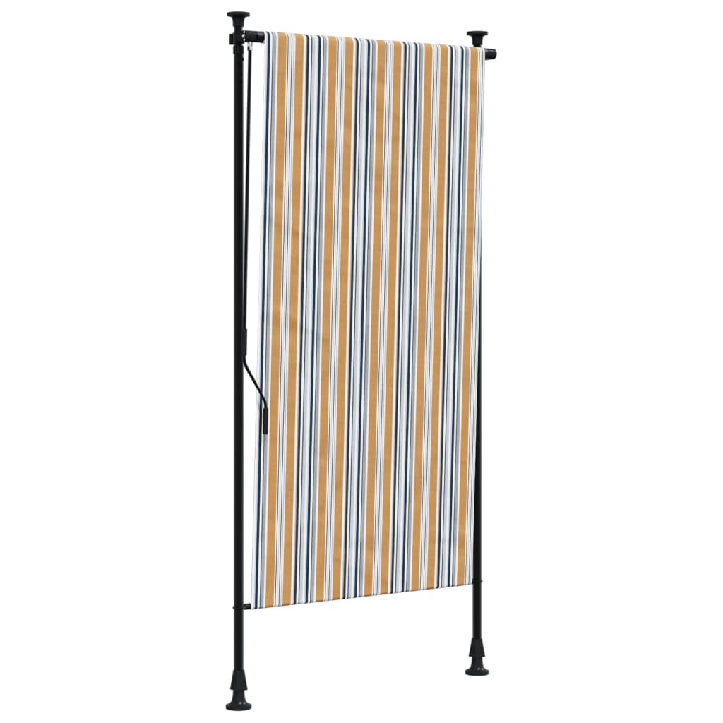 Rolgordijn Voor Buiten 100X270 Cm Stof En Staal Geel En Wit
