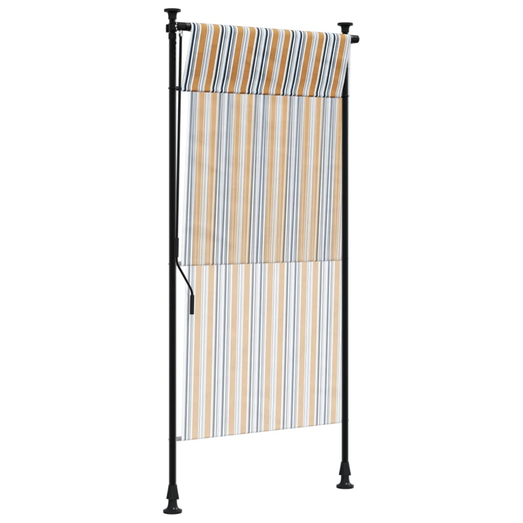 Rolgordijn Voor Buiten 100X270 Cm Stof En Staal Geel En Wit