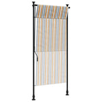 Rolgordijn Voor Buiten 100X270 Cm Stof En Staal Geel En Wit